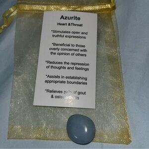 Azurite Stone with Gold Pouch